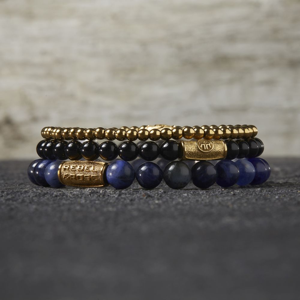 Rebel and Rose Midnight Blue Gold 8mm Bracelet
