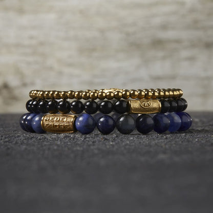 Rebel and Rose Midnight Blue Gold 8mm Bracelet
