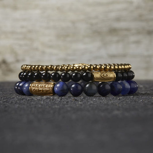 Rebel and Rose Midnight Blue Gold 8mm Bracelet