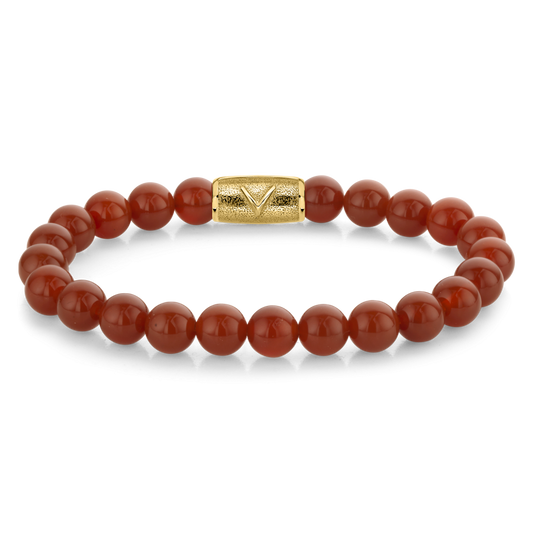 Rebel and Rose Red Agate Gold 8mm Bracelet