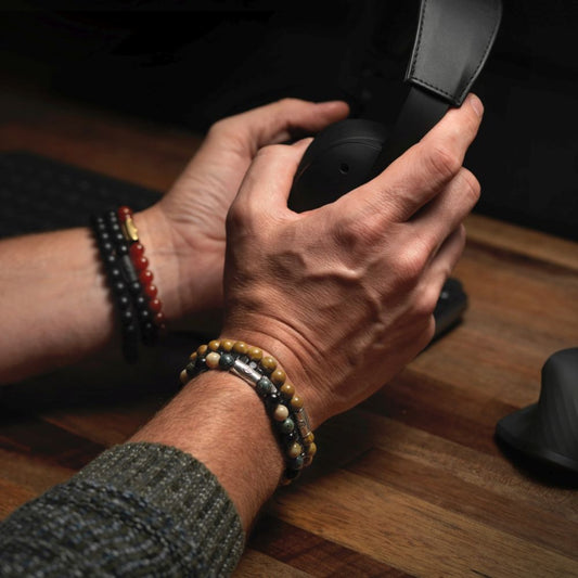 Rebel and Rose Red Agate Gold 8mm Bracelet