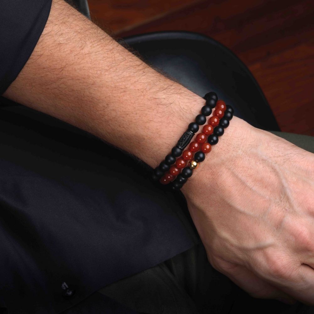 Rebel and Rose Gold & Red Eye 8mm Bracelet