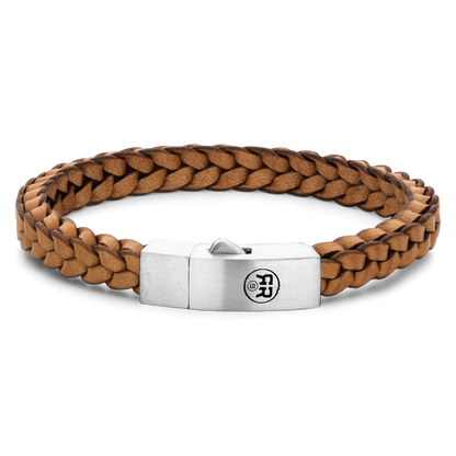 Rebel and Rose Braided Square 925 Cognac Bracelet