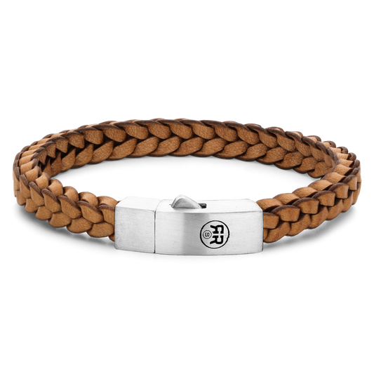 Rebel and Rose Braided Square 925 Cognac Bracelet