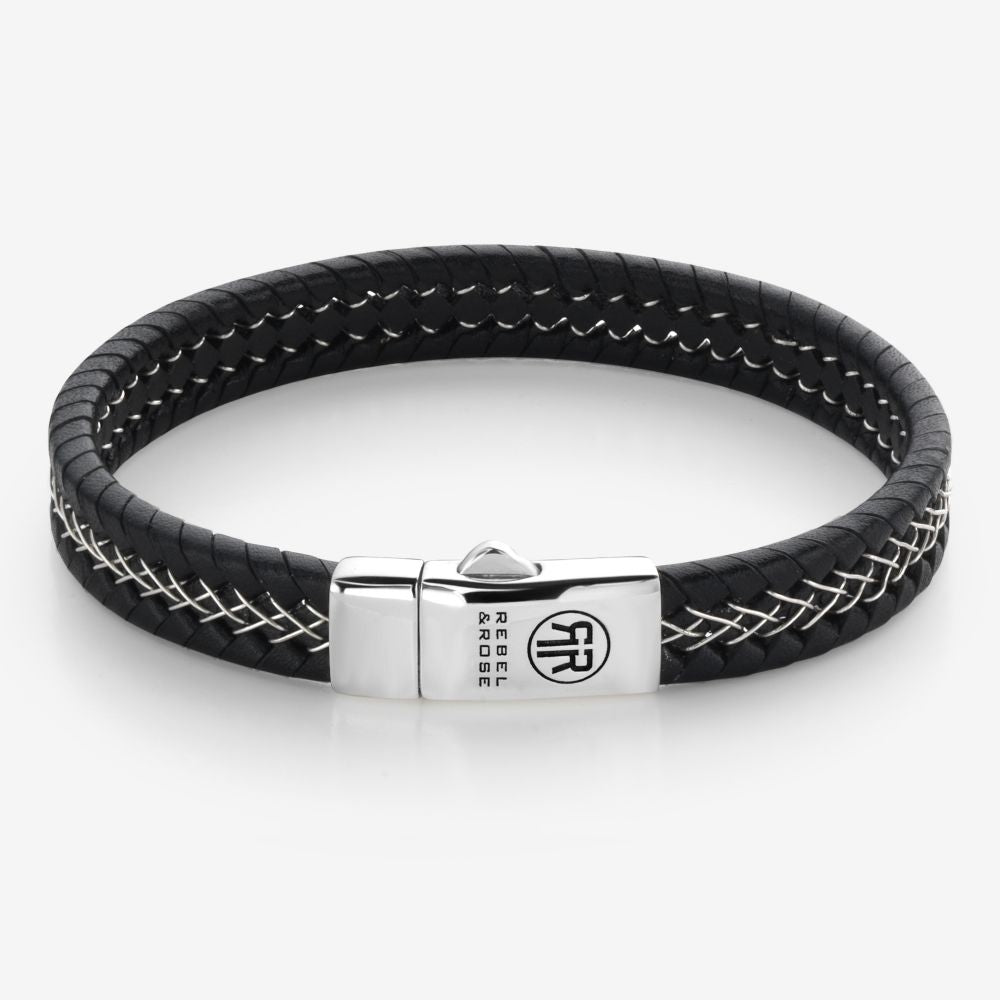 Rebel and Rose Silver Wired Black Bracelet