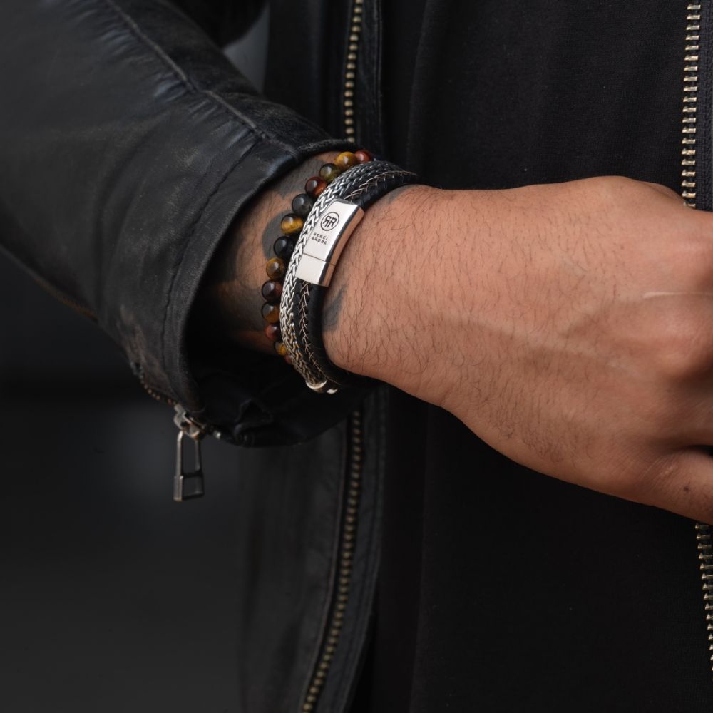 Rebel and Rose Silver Wired Black Bracelet