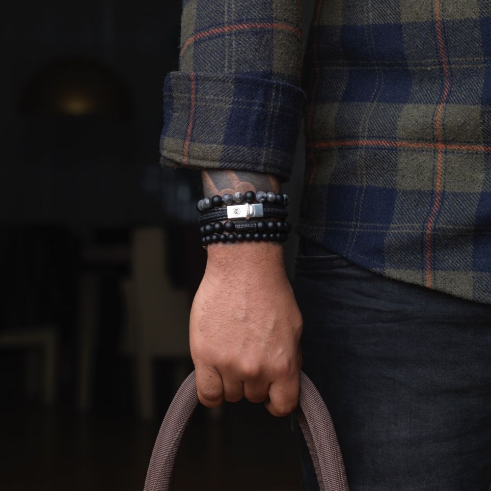 Rebel and Rose Dual Twisted Black Bracelet