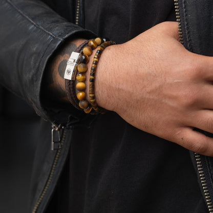 Rebel and Rose Dual Twisted Brown Bracelet