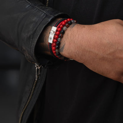 Rebel and Rose Dual Twisted Black-Red Bracelet