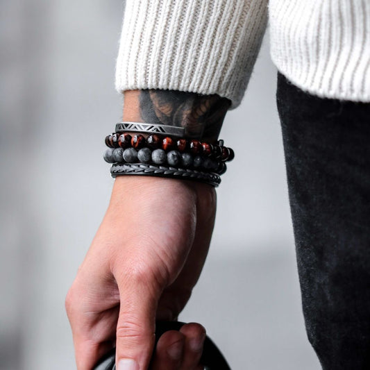 Rebel and Rose Single Stranded Black Grey Bracelet