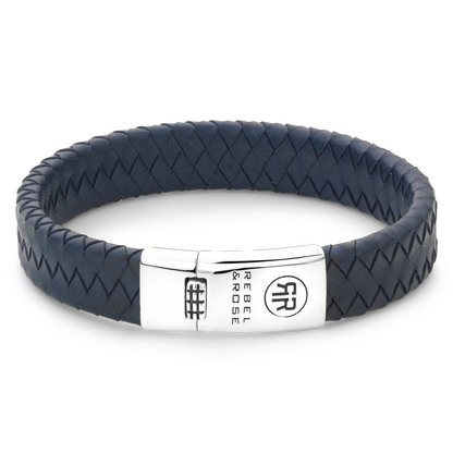 Rebel and Rose Braided Flat 925 Navy Bracelet