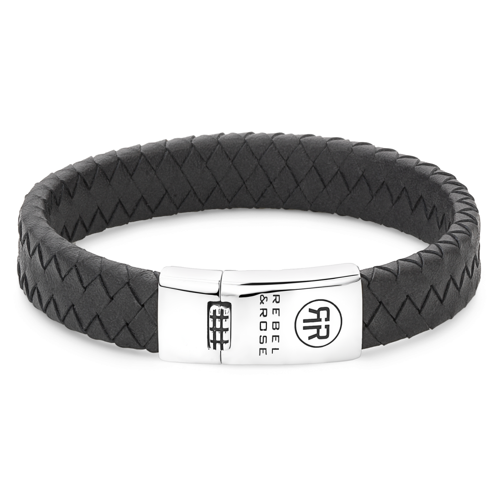 Rebel and Rose Braided Flat 925 Anthracite Bracelet