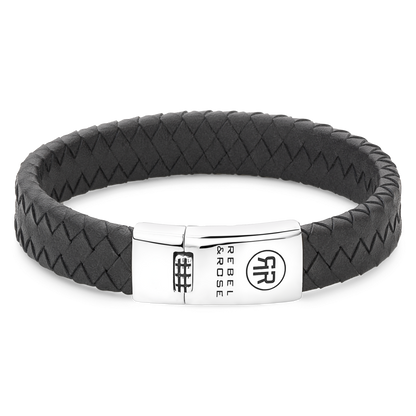 Rebel and Rose Braided Flat 925 Anthracite Bracelet