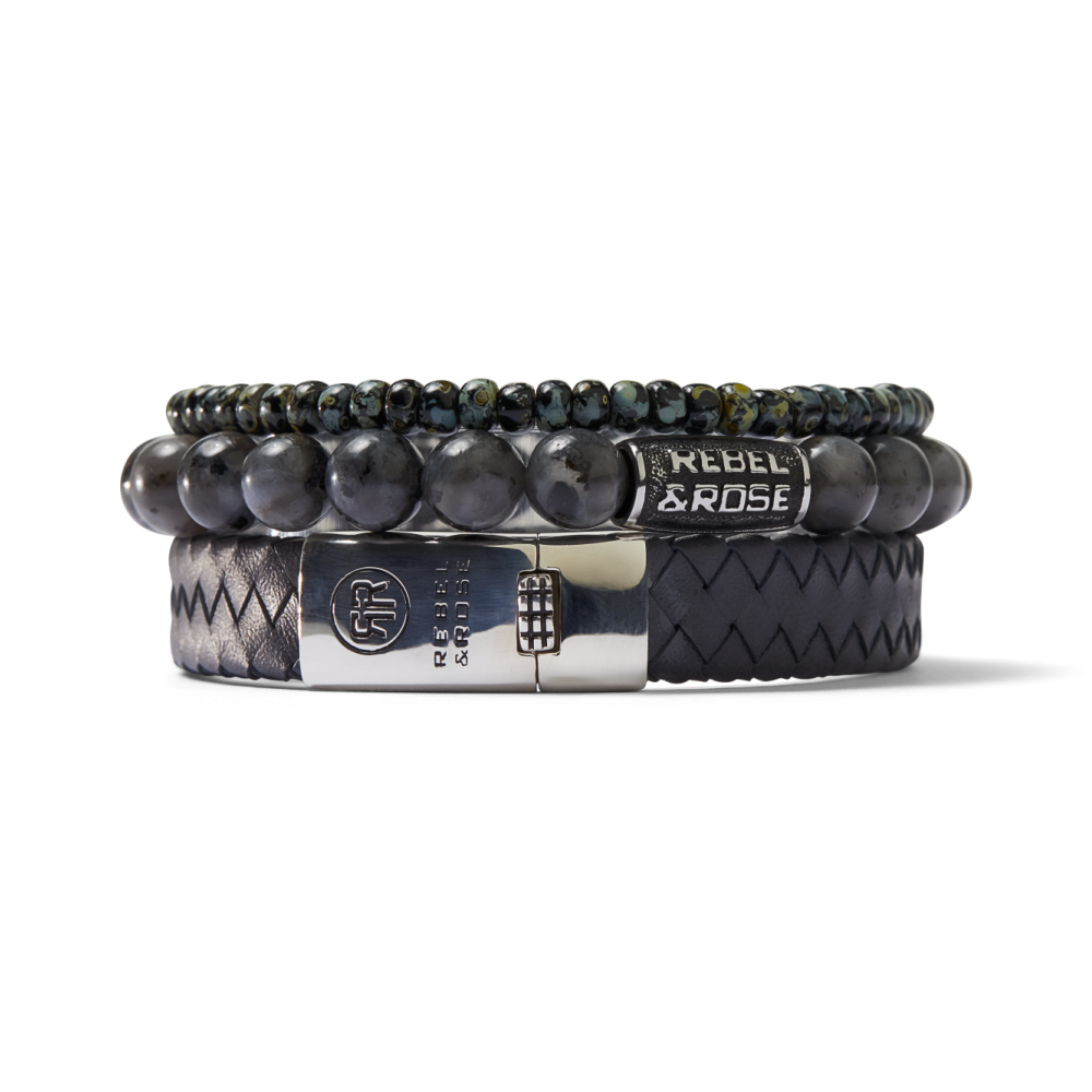 Rebel and Rose Braided Flat 925 Anthracite Bracelet