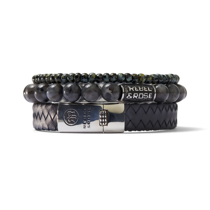 Rebel and Rose Braided Flat 925 Anthracite Bracelet