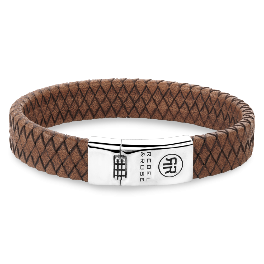 Rebel and Rose Braided Flat 925 Cognac Bracelet