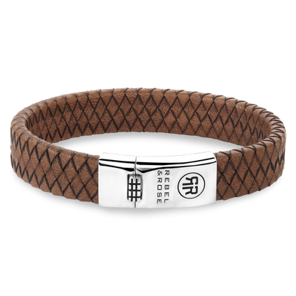 Rebel and Rose Braided Flat 925 Cognac Bracelet