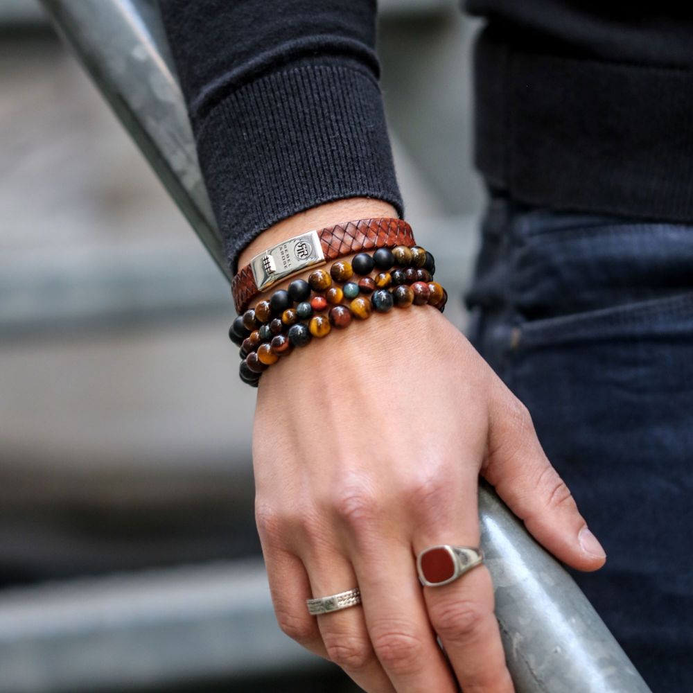 Rebel and Rose Braided Flat 925 Cognac Bracelet