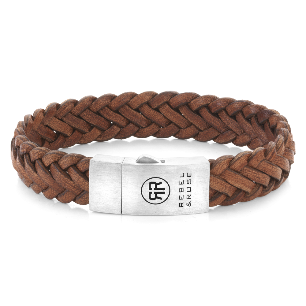 Rebel and Rose Braided Raw Matt Cognac Bracelet