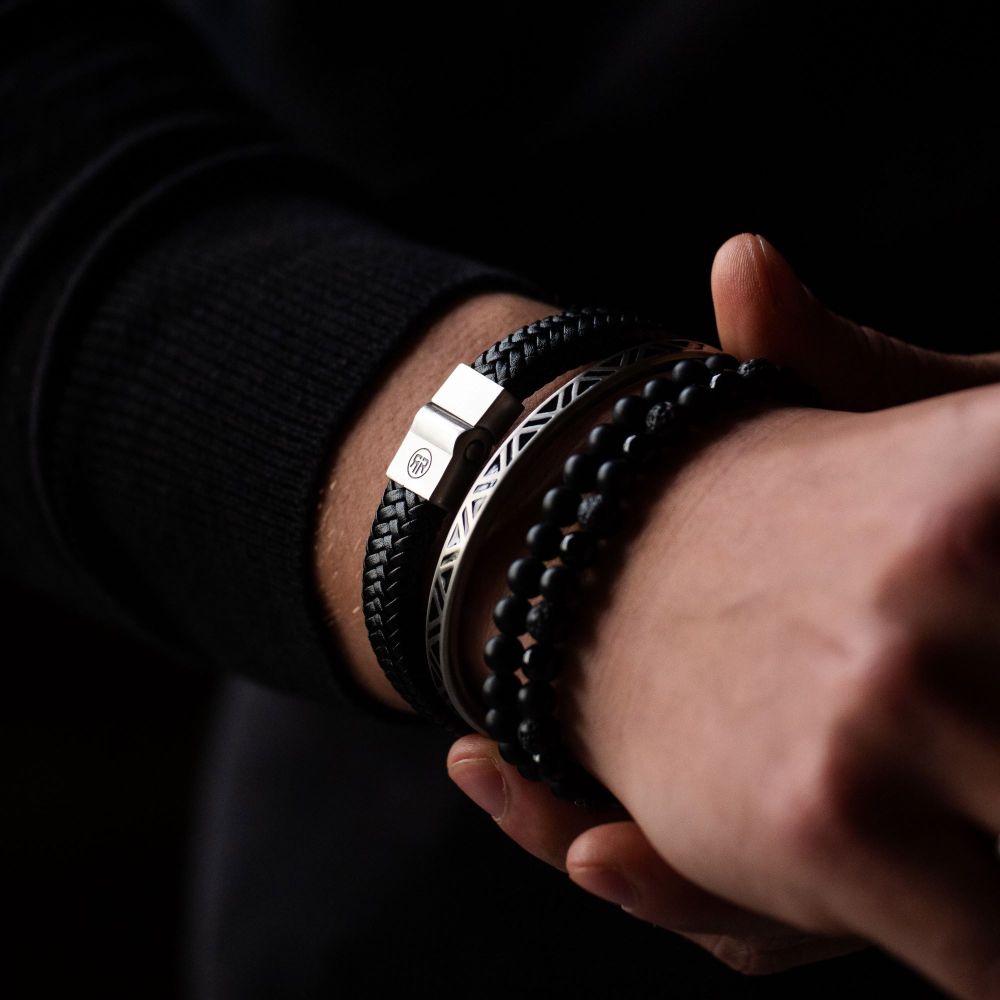 Rebel and Rose Full Metal Herringbone Black Matt Bracelet