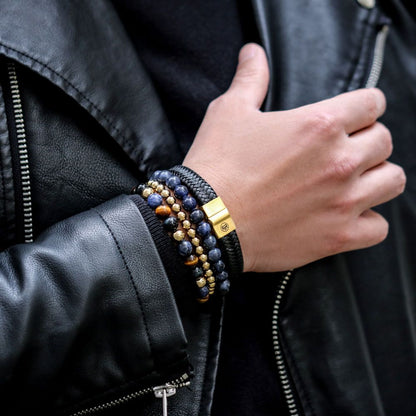 Rebel and Rose Full Metal Herringbone Black Gold Bracelet