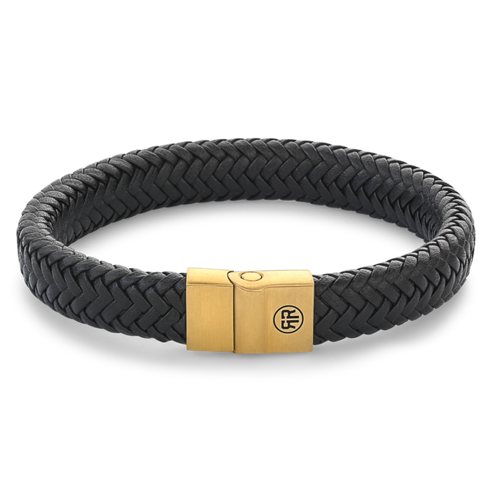 Rebel and Rose Full Metal Herringbone Black Gold Bracelet