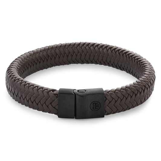 Rebel and Rose Full Metal Herringbone Brown Black Bracelet