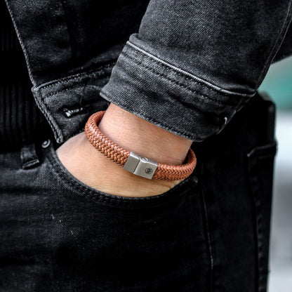 Rebel and Rose Full Metal Herringbone Cognac Matt Bracelet