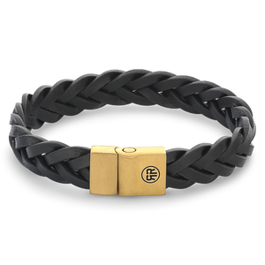 Rebel and Rose Full Metal Braided Black Gold Bracelet