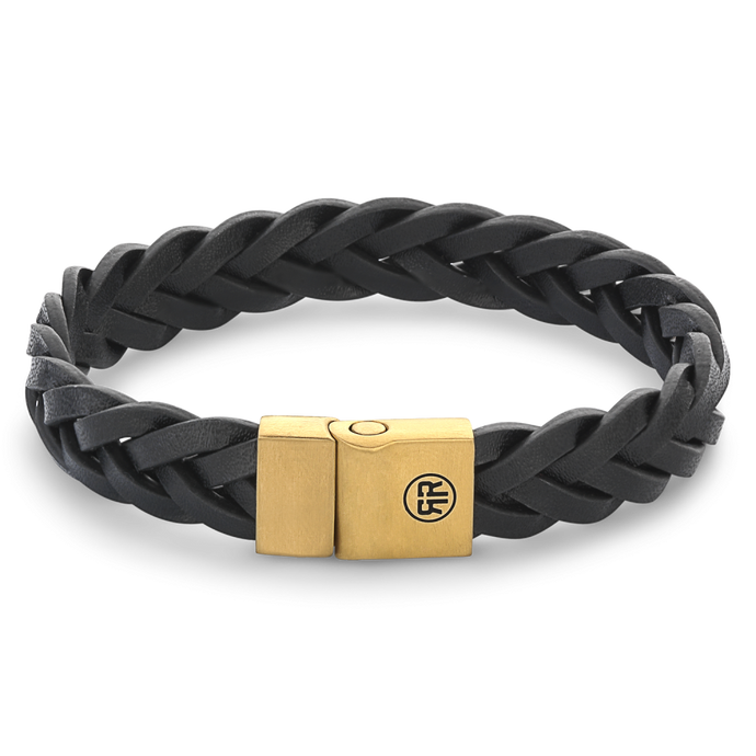 Rebel and Rose Full Metal Braided Black Gold Bracelet