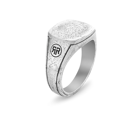 Rebel and Rose Ring Square Vintage Silver Shine