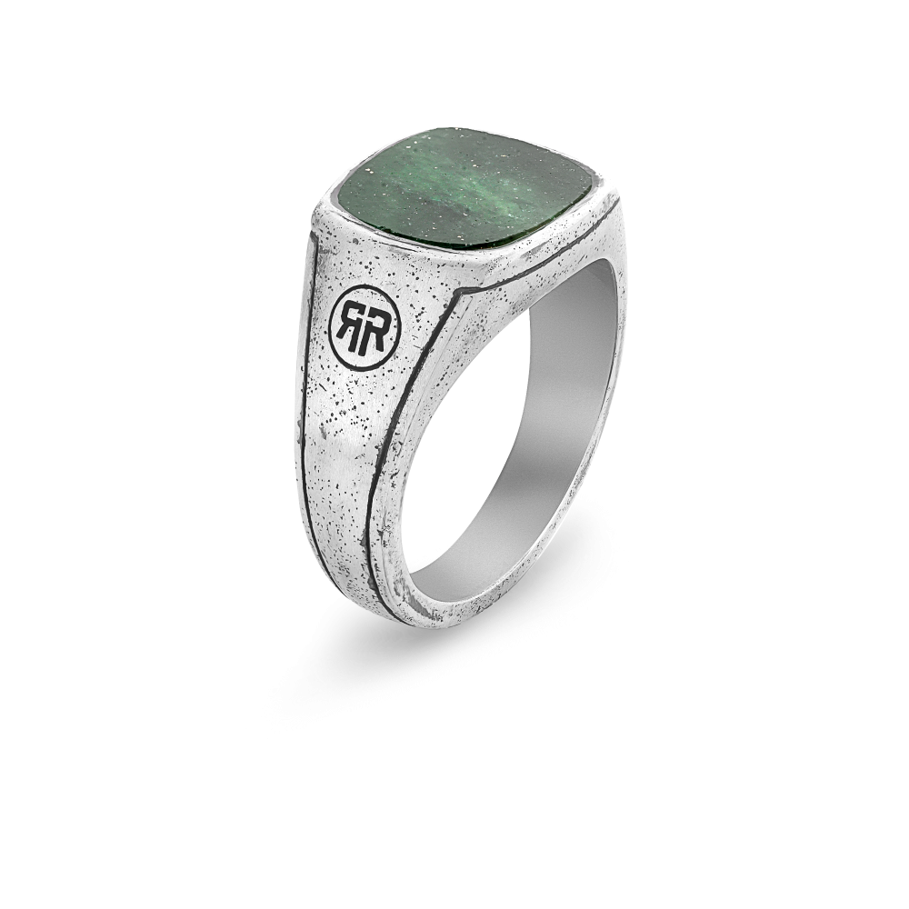 Rebel and Rose Ring Square Vintage Green Jade