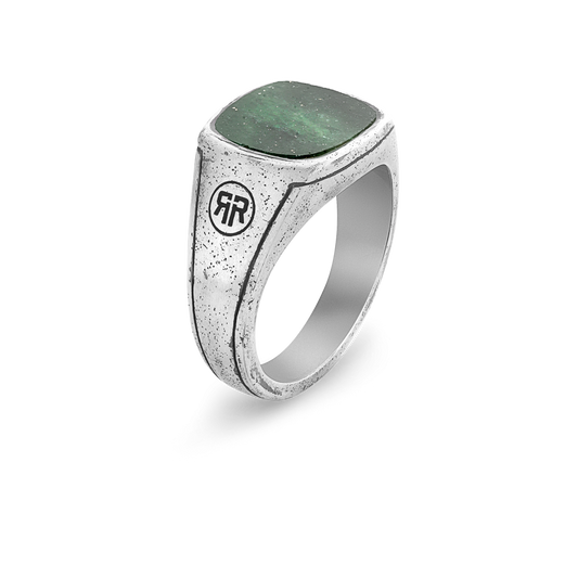 Rebel and Rose Ring Square Vintage Green Jade