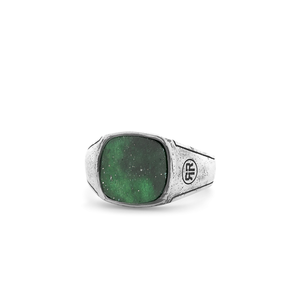 Rebel and Rose Ring Square Vintage Green Jade