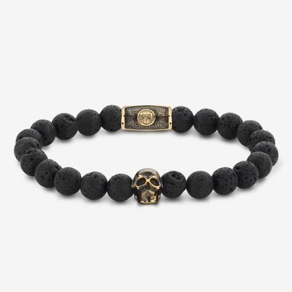 Rebel and Rose Skull Black Moon Yellow Gold Plated Bracelet