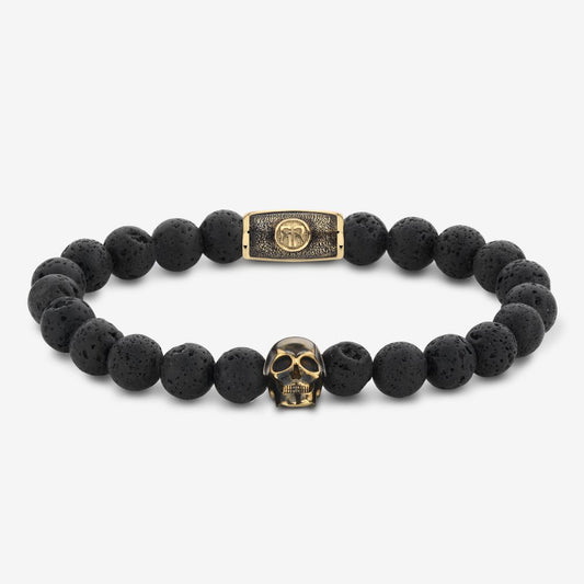 Rebel and Rose Skull Black Moon Yellow Gold Plated Bracelet