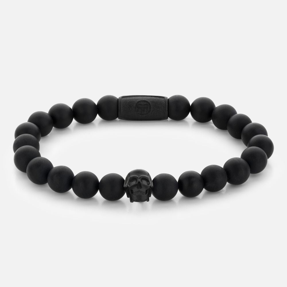 Rebel and Rose Skull Matt All-Black Bracelet