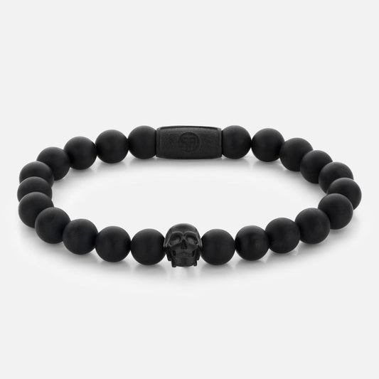 Rebel and Rose Skull Matt All-Black Bracelet