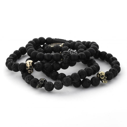 Rebel and Rose Skull Matt All-Black Bracelet