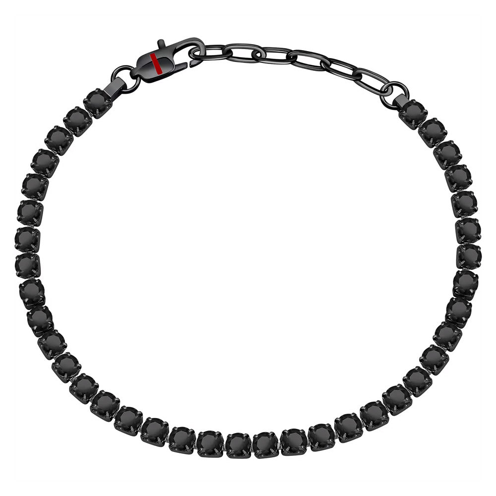 Sector Tennis Bracelet  Black Crystals IP Black 22cm