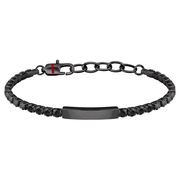 Sector Tennis Bracelet Black CZ & IP Black Tag 21cm