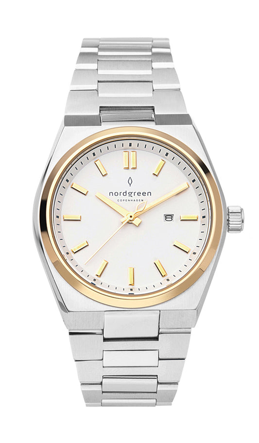 Nordgreen Succession 35mm White Dial Two Tone Stainless Steel Strap Watch