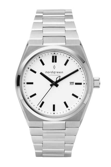 Nordgreen Succession 41mm White Dial & Black Indicies Stainless Steel Strap Watch