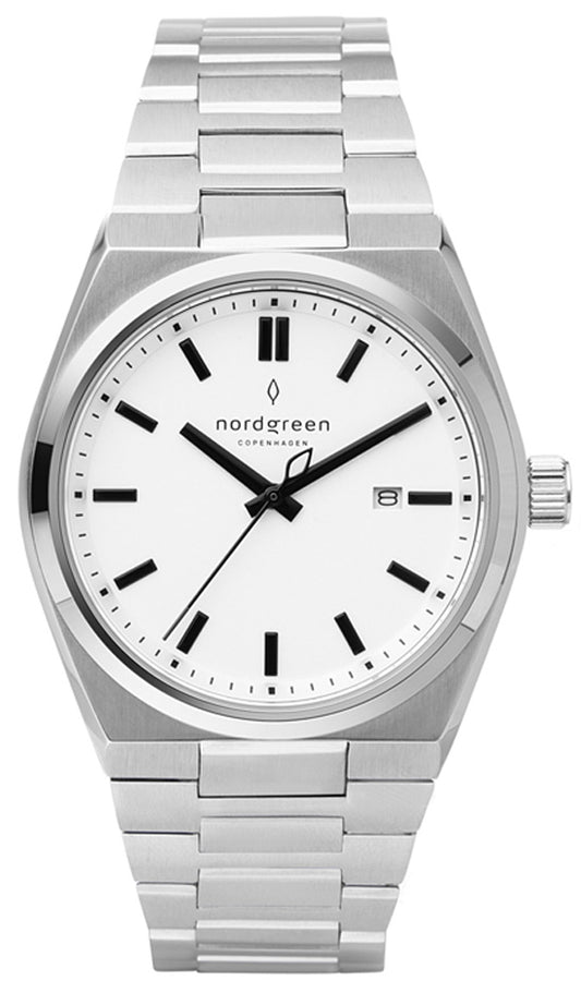 Nordgreen Succession 41mm White Dial & Black Indicies Stainless Steel Strap Watch