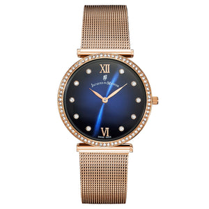 JDM Cocktail 34mm Blue Dial Rose Gold Strap Watch