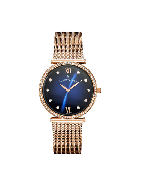 JDM Cocktail 34mm Blue Dial Rose Gold Strap Watch