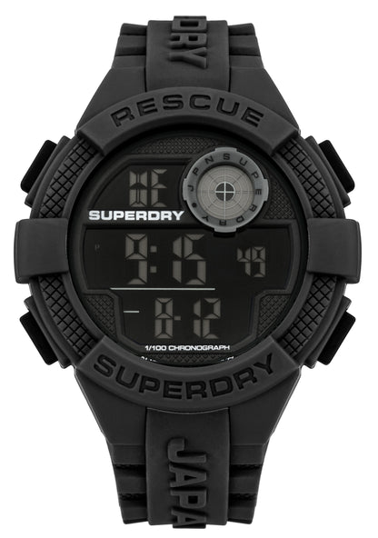 Superdry Radar Digital Black Silicone Strap Watch