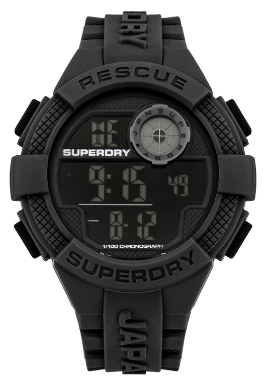 Superdry Radar Digital Black Silicone Strap Watch
