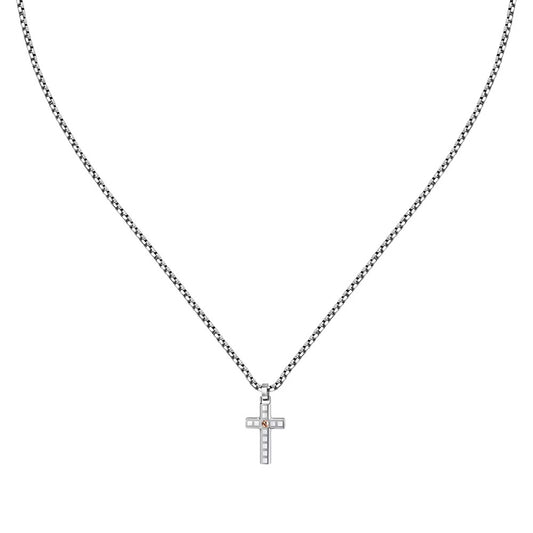Sector Spirit Cross Stainless Steel Pendant with Rosegold Screw 50+5cm