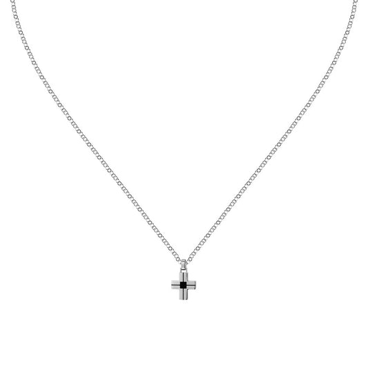 Sector Spirit Cross Stainless Steel Pendant Stainless Steel Black Enamel 50+5cm